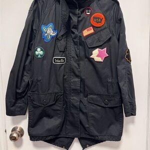 Coach Patch Military Black Jacket Black Hidden Hood